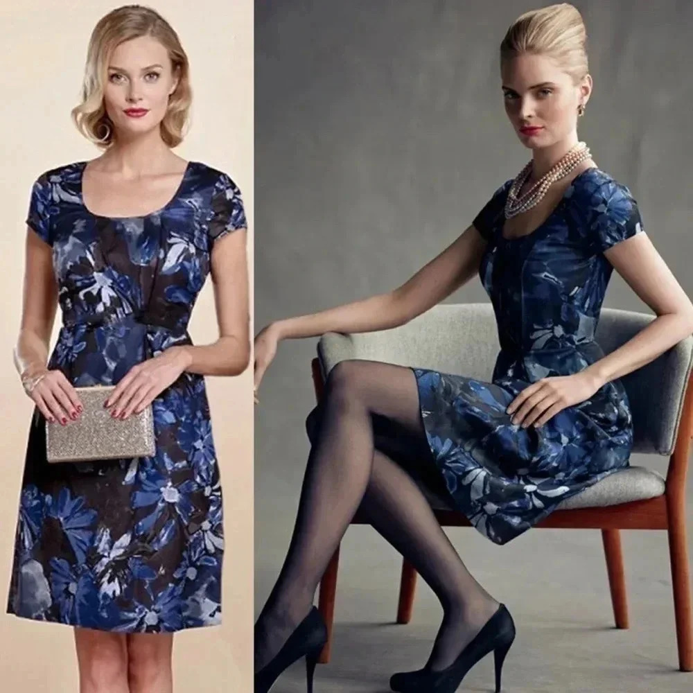 Banana Republic Mad Men Collection Blue Begonia Dress Size 4 - Picture 16 of 16